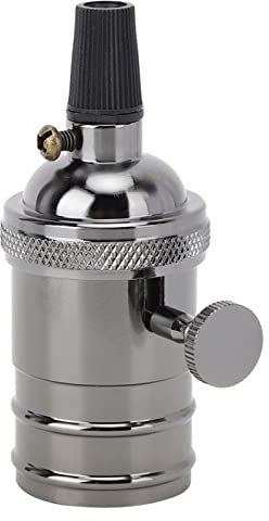 Tissting Portalampada Vintage, Elegante Portalampada Sospensione Stile Retrò con Interruttore E27 in Metallo Antico per Casa e Ufficio