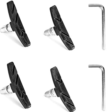 QWORK 4 Pezzi Pattino per Freno a v, Pattini Freno Bici, Prestazioni di frenata Elevate, 70 mm, Nero