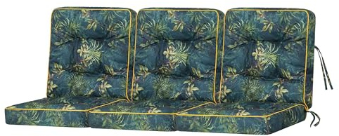 Bjird Bankauflage für Gartenmöbel, Gartenbank, Polsterauflage für Hollywoodschaukel, Auflagen für Gartenschaukelkissen, Sitzkissen, Stuhlauflage, Indoor/Outdoor - Grüne Wiese - 150 cm (3 x 50 cm)