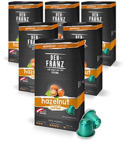 Cápsulas de café compatibles con Nespresso, 6 x 10 Cápsulas, aromatizado con aroma a Avellana