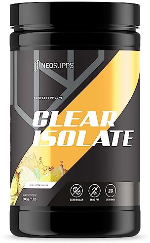 NEOSUPPS Clear Whey Isolate Lemon Ice Tea 500g, Made in Germany, Leichtes wasserlösliches Whey Isolat Protein Pulver, Die perfekte Alternative zu Limo & Fruchtsäften, Hochwertiger Molkenprotein Isolat