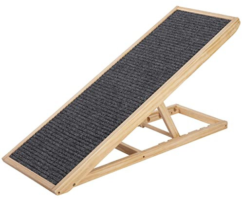 ONVAYA® Hunderampe | Rampe für Hunde aus Echtholz | Höhenverstellbar und klappbar | rutschfest | Hunderampe für Auto, Bett & Sofa