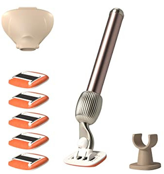 Fler The Razor Shave Set - Rasoio Donna con Testine Intercambiabili, Rasoio con Supporto, 6 Lamette di Ricambio e Custodia Protettiva, Rasoi Unisex, Lametta con Aloe Vera, Vitamina E, Rosa Blush