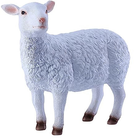 POCHY Garten Figur, Realistische Schaf Skulpturen, Kunstharz Tiermodelle Dekoration Kreative Geschenke