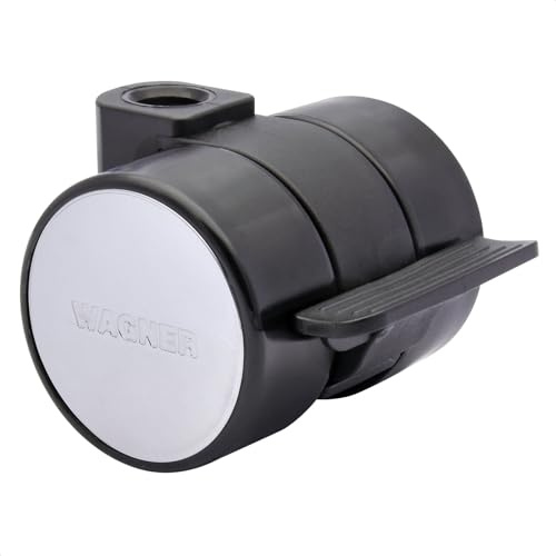 WAGNER 01010101 - Rueda doble para muebles (diámetro: 38 mm, altura de 40 mm, bloqueador, tapa cromada, capacidad de carga de 50 kg, fabricado en Alemania)