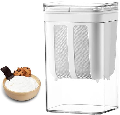 Yogurt Strainer, 1100ML with Fine Mesh Juice Filter and Lid, Leak-Proof Versatile Transparent Juice Filter for Making Thick Greek Yogurt, Soy Milk