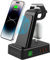 IOUGDSEC Chargeur sans Fil 8 en 1 avec écran LCD, Support de Charge magnétique sans Fil avec 2 chargeurs sans Fil et 6 Ports USB, Station de Charge Rapide sans Fil QI Compatible avec iPhone, iWatch