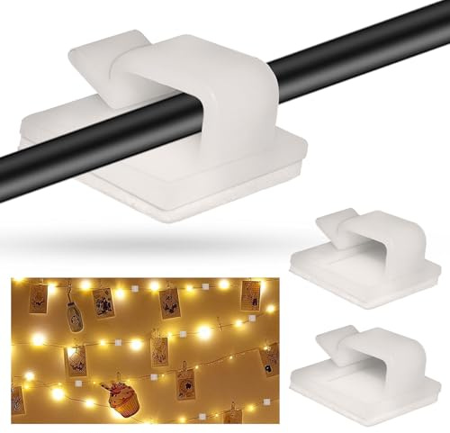 AUMAYCO 100 Selbstklebende Kabelclips mit 3M zur Organisation von Desktop-Kabeln Kabelmanagement mit hoher Viskosität Kabelhalter. Geeignet zur von Netzkabeln Ladekabeln Lichterketten (Weiß).
