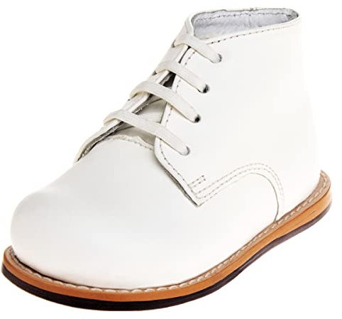 Josmo Baby Walking Shoes Wide Walker Boots - Babies First Steps Walk Training Shoes Unisex - White (Wide Size 3.5 Infant)