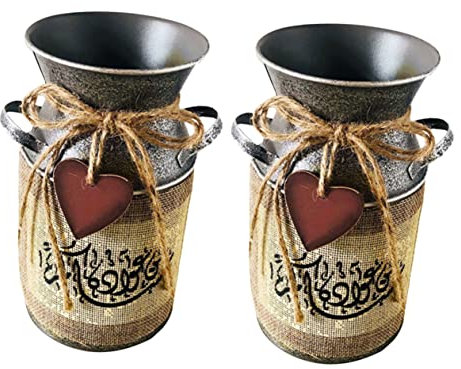 PRETYZOOM 2pcs Vintage Retro Milk Jug Flower Arrangement Bucket for Dried Flowers Home Garden Decor