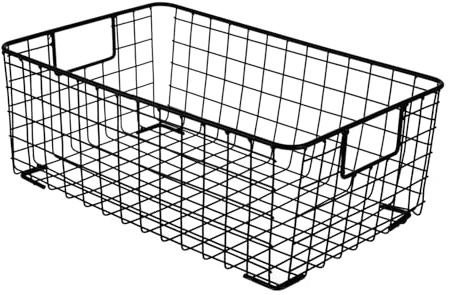 KICHOUSE Cesta De Cocina Para Guardar Frutas y Aperitivos, Tamaño Grande, Material Resistente Color Negro, Diseño Práctico Para Organización En Cocina y Comedor, Adecuado Para Hogar Ordenado