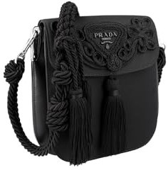 Prada Damen Schwarz Stoff Schultertasche 1BD259