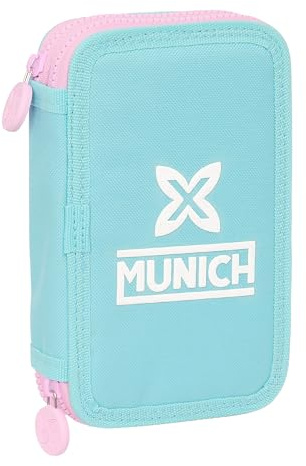 safta Munich Heaven - Trousse Scolaire pour Enfant, avec 28 Outils Inclus, idéale pour Les Enfants de 5 à 14 Ans, Confortable et Polyvalente, qualité et résistance, 12,5 x 4 x 19,5 cm, Couleur Bleu