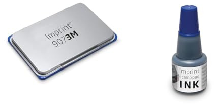 Imprint 9073M Stempelkissen Blau – Metall, Größe 12,5 x 8 cm & Stempelfarbe zum Nachfüllen für Stempelkissen 9072M & 9073M, Wasserbasierend Blau