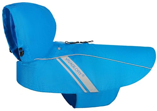 VIVAGLORY Wetoff Hunderegenmantel, Regenmantel Hund für Winter, Hunderegenjacke, Wasserdicht & Reflektierend Gefütterter Regenschutz, XXS, Blau
