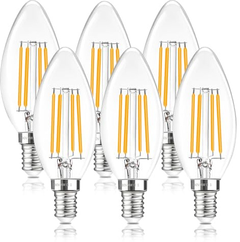 Liuyife C35 E14 4W Ampoule Filament Led à Petite, Blanc Chaud 2700K, 400LM, 4W Équivalent à Lampe Halogène 40W, non Dimmable, Lot de 6