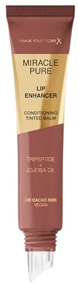 Max Factor Miracle Pure Lip Enhancer, 020 Cacao Nibs, Conditioning Tinted Lip Balm, Glossy Colour Tint, With Jojoba Oil & Tripeptide, Vegan