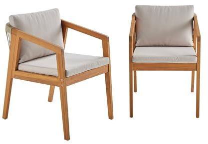sweeek - 2er-Set Gartensessel aus Akazienholz mit Seilbespannung, 62 x 53 x 72 cm, UV-beständig - Granada