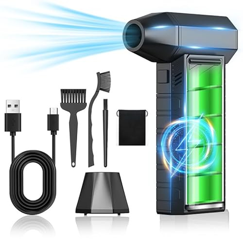 VANBAR Elektrische Staubgebläse Druckluftspray, 180000RPM Compressed Air Duster 3-Gang einstellbare Mini-Gebläse, Druckluft Tastatur Reinigung für PC, Elektronik, Sofa, Auto