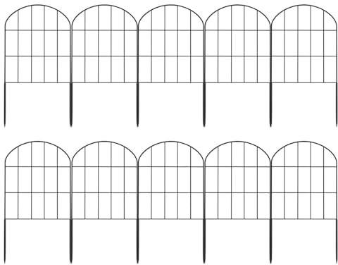Lot de 10 clôtures de jardin pliantes en fil de fer, clôture décorative, barrière pour animaux, clôtures de jardin et bordures pour animaux domestiques, décoration extérieure