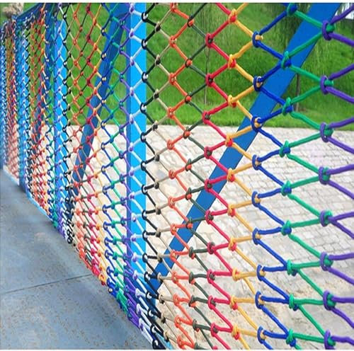 Kletternde Gurtbänder Kletternetze, mehrfarbig, for den Außenbereich, Seilleiternetze, Frachtnetze, Spielplatz-Kletternetze, Treppengeländer Gewebtes Trenngitter Sisalseil Zaungeflecht(2*2m(6.6*6.6ft)