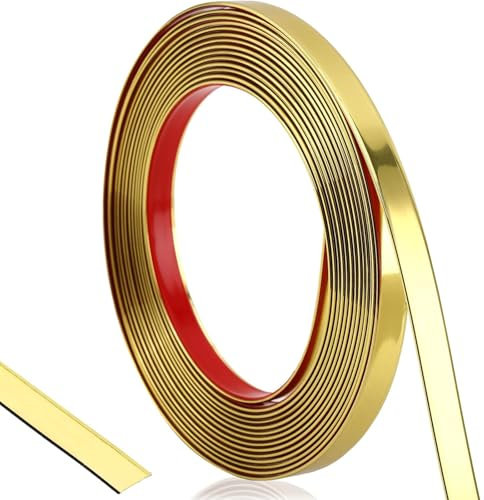 Zierleisten Selbstklebend– 6M Kantenschutz Leiste und Dekoleiste für Kamin, Spiegelrahmen, Möbel und Wandverkleidung – Flexibel Zuschneidbar, Multifunktionale Wandformung Trim, 6m x 2cm Gold
