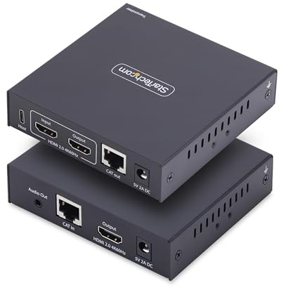 StarTech Extender KVM HDMI su Rete IP, 4K 60Hz, USB su Cat6, Kit TX/RX | Segnale HDMI 4K su rete IP, Ideale per sale controllo, Controllo tastiera video mouse a distanza