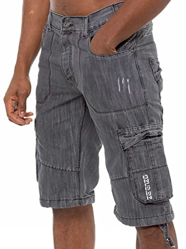 989Zé ENZO Hommes Cargo Shorts Bermudas Classique Coton Homme Casual Short avec Poche EZS404 Gris Fonce 38