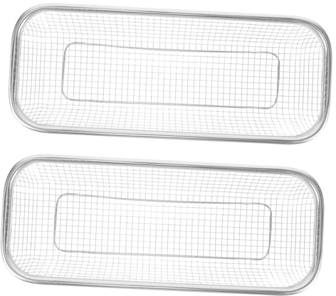 Panier D’évier Rectangulaire en Acier Inoxydable 2 Pièces Argenté
