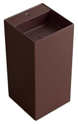 CAFIEDR Lavabo de cerámica Moderno para baño, Lavabo de Pedestal Cuadrado de pie, Lavabo de cerámica Moderno para baño, Lavabo de Pedestal con rebosadero.(A)