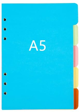 PP-Trennblätter, beschreibbare Registerkarten, 5 Stück, farbige Ringbücher mit Reitern, Kunststoff-Index-Trennblätter für 6-Ring-Macaron-Pastell-Seiten, A5