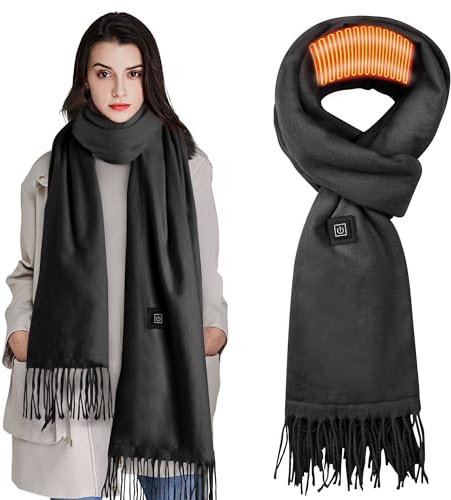 CHEPULA Beheizbarer Schal mit 3 Temperatureinstellungen, USB-Elektroschal zur Linderung von Nackenschmerzen, weiche, warme Winterschals für Damen Herren, ideal für den Winterpendelverkehr im Freien