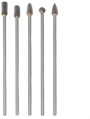 5 x Vollhartmetall-Rotationswerkzeuge, 100 mm lang, Einzelschnitt-Frässtifte für Metallbearbeitung, Holzbearbeitung und Schmuckprojekte