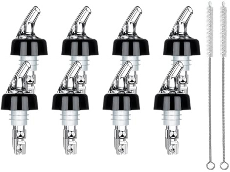 Abiyou Becs à Liqueur, 8 Pièces Bec Verseur Alcool, 2/3/4/5cl Bouchon Doseur Alcool, Bec Verseur Réglable, Becs Verseurs pour Bouteilles Envoyer Tube Brosse de Nettoyage, pour Maison, Bar,Vin,Cocktail