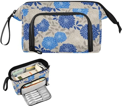 decor gift Trousse à crayons Mexico Dahlia taupe bleu taupe de grande capacité, trousse à crayons Preppy légère pour adolescentes, filles