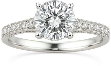 Freundschaftsringe Freundinnen, Freundschaftsringe Damen 4-Zinken-Fassung mit Moissanit 9K Weißgold Größe 54 (17.2)