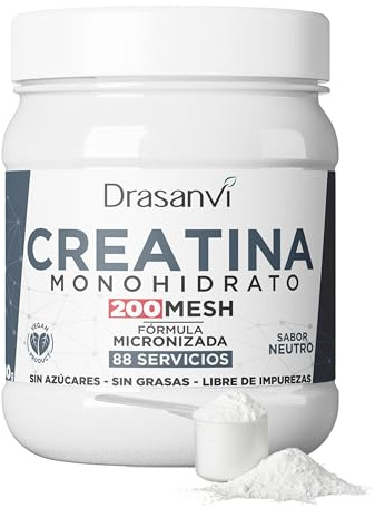 Drasanvi Creatina Monohidratada en Polvo 300 gr | 100% Creatina Pura Micronizada 200 MESH | 3g por Ración | Vitalidad Física, Energía Muscular, Concentración | Sin aditivos, Vegana | Sabor Neutro