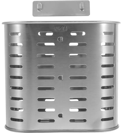 HEALEEP Edelstahl Besteckbehälter in Silber mit Abtropffunktion zur Trockenen und Ordentlichen Aufbewahrung von Küchenutensilien im Einfachen und Großzügigen Design