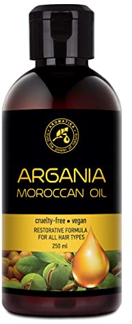 Olio di Argan 250ml - Puro e Naturale al 100% - Olio di Argania Spinosa Kernel - Marocco - Miglior Olio per Capelli - Buono per la Pelle - Viso - Cura del Corpo - Olio Argan