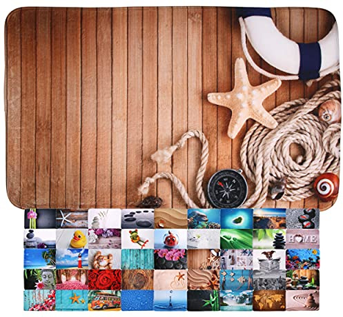 Sanilo Badteppich, viele schöne Badematten zur Auswahl, Badvorleger sehr weich und rutschfest, waschbar und schnelltrocknend (70 x 110 cm, Maritime)