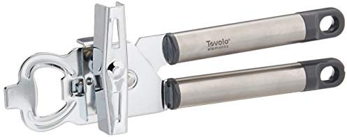Tovolo Dosenöffner, manuell, robust, 2-in-1, Edelstahl, mit Flaschenöffner, Küchenwerkzeug, leicht zu drehender Griff, anthrazit, glatte Kanten, sicherer Schnitt, keine scharfen Kanten, manueller