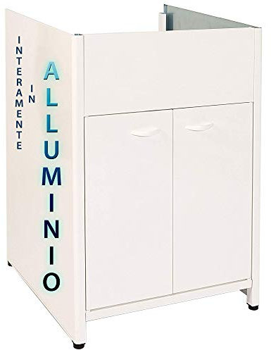 Mobile lavatoio IN ALLUMINIO, per lavanderia e da esterno, PREMIUM, diverse misure, bianco, OTTIMO per vasca in ceramica, design moderno. Escelsior (L45 x P60x H83)