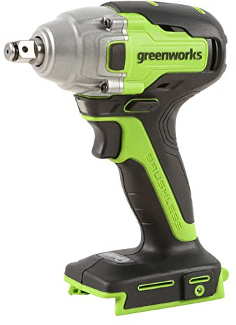 Greenworks GD24IW400 Akku Schlagschrauber mit bürstenlosem Motor, 0-2800 U/min, 0-4000ipm, 400Nm Drehmoment, 1/2 Adapter OHNE 24V Akku & Ladegerät, 3 Jahre Garantie