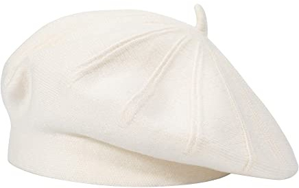 ZLYC Französische Baskenmütze, wendbar, einfarbig, Kaschmir, warme Mütze für Damen und Mädchen