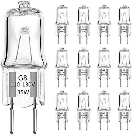 TAIYALOO G8 Halogen Light Bulbs 35W Dimmable 120V G8 Base 2Pin Xenon Bulb T4 JCD Type Warm White Under Cabinet Puck Lighting Replacements（12 Pack）
