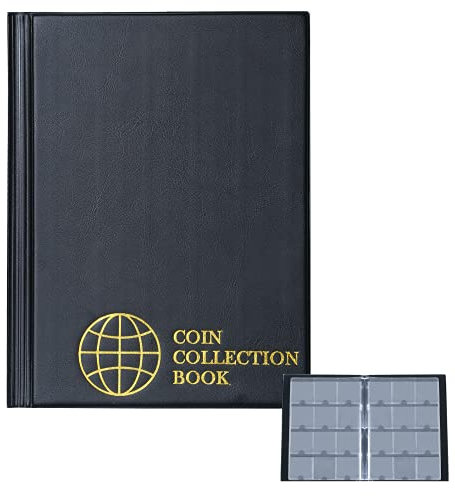 Uncle Paul Münzen-Kartonhalter-Alben - Münzsammlungsbücher mit 120 Fächern und Münzblättern für die Aufbewahrung von Münzen in 2x2 Zoll-Größe (Sammlungsutensilien für Münzen) CS4312BK