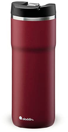 Aladdin Barista Java Thermavac Leak-Lock Edelstahl Thermobecher 0.47L Burgundy Red - Auslaufsicherer Becher - Kaffeebecher To Go Thermo - Hält 4 Stunden Heiß - BPA-Frei - Spülmaschinenfest