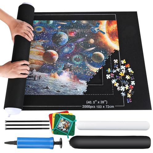 Puzzlematte Puzzlerolle, Puzzelmatten für Puzzle bis 2000,1500,1000 leicht zu lagern und zu transportieren,Riesenfilzmatte zur Aufbewahrung von Puzzles