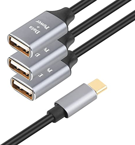 INNOV8 Tipo C OTG Y Splitter, USB-C a 3 x USB 2.0 A Hembra Multi Puertos Hub Data & Charge Converter Cable chapado en oro - 2M