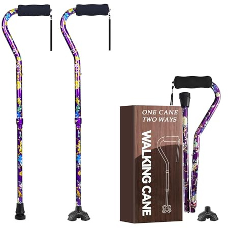 YOKABOZE Canes for Women & Men, Folding Cane for Stability, Adjustable Walking Cane for Seniors - Lightweight Collapsible Walking Sticks with Non-Slip Base & Offset Handle (Purple Glory)